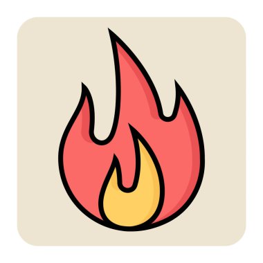 Ateş alevi için doldurulmuş renk özeti simgesi.