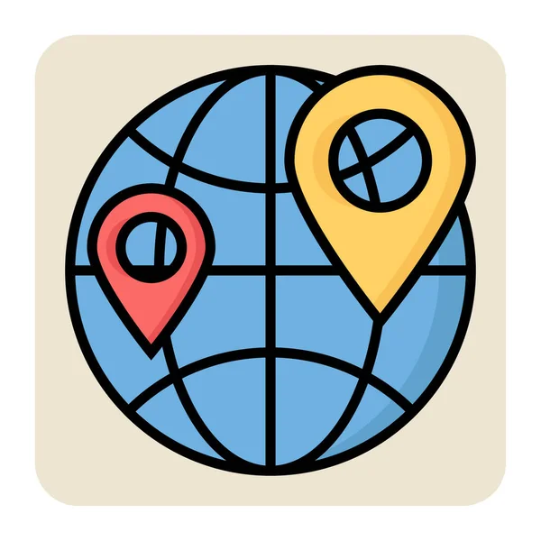 世界地図のフルカラーアウトラインアイコン — ストックベクタ