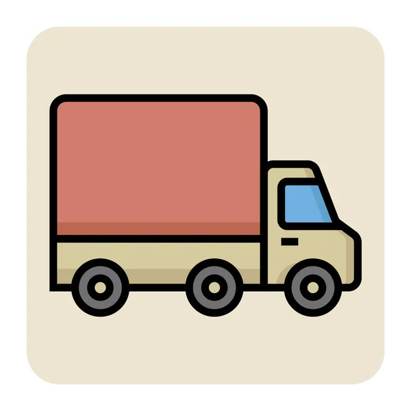 Γεμάτο Εικονίδιο Περίγραμμα Χρώματος Για Φορτηγό Μεταφορών — Διανυσματικό Αρχείο
