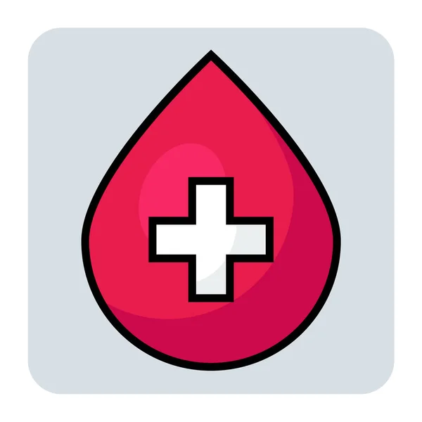 Ikon Garis Luar Warna Yang Diisi Untuk Darah - Stok Vektor