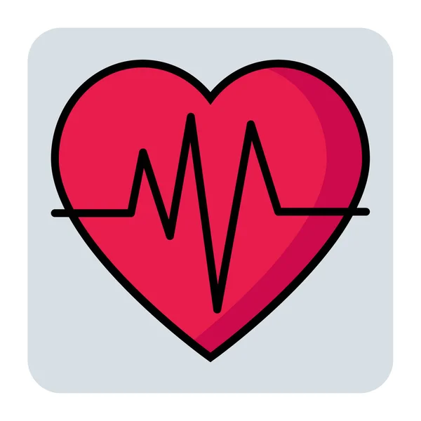 Ícone Contorno Cor Preenchido Para Pulso Heartbeat — Vetor de Stock