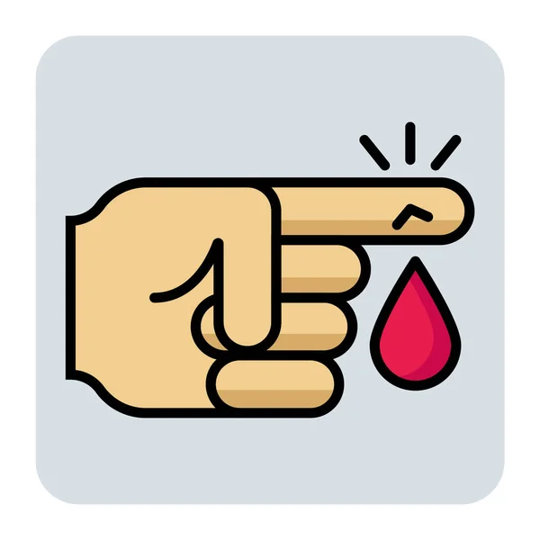 Filled Color Outline Icon Finger Cut Blood — Stock Vector