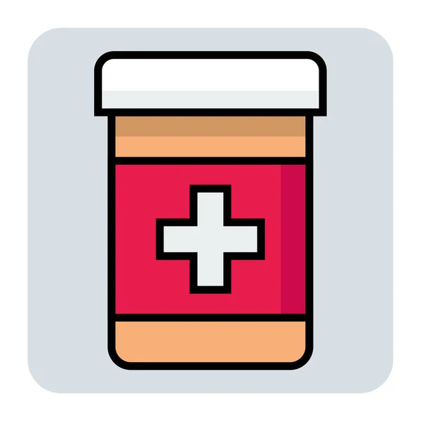 Icône Contour Couleur Remplie Pour Médecine Pharmaceutique — Image vectorielle