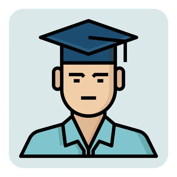 Γεμάτο Περίγραμμα Επάγγελμα Εικονίδιο Για Μαθητή Αποφοίτησης — Διανυσματικό Αρχείο