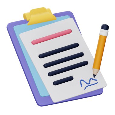 İş sözleşmesi 3d eşölçümleme simgesi.