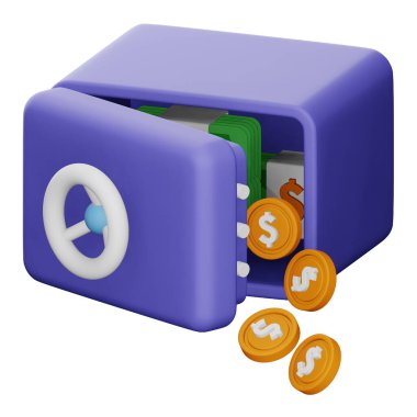 Para kutusu 3d eşölçümleme simgesi.