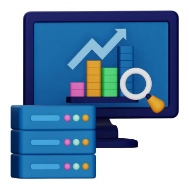 Sunucu veri analizleri 3d eşölçümleme simgesi.