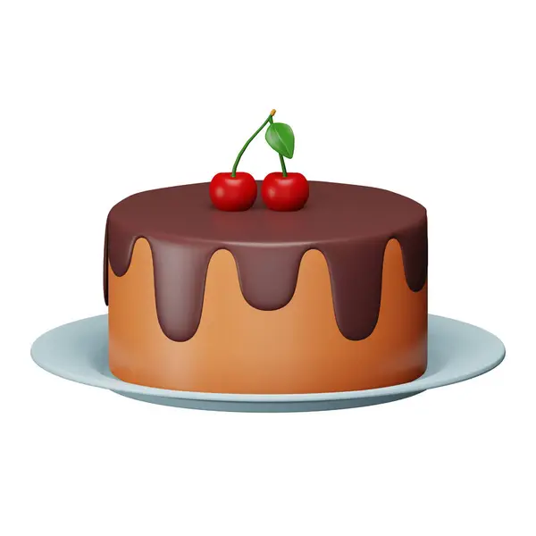 布丁蛋糕3D渲染等距图标 免版税图库矢量图片