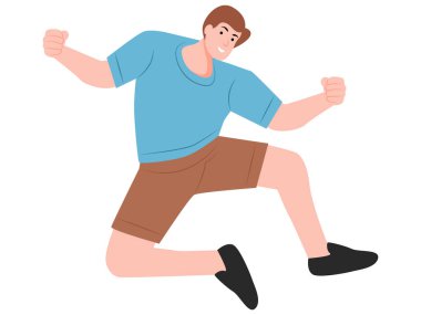 Adam zıplama vektör illüstrasyonunu kutluyor.