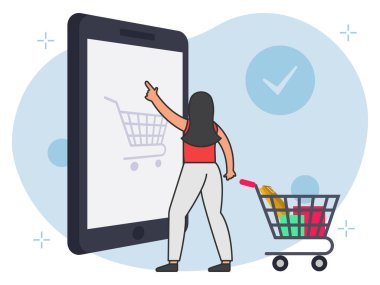 Woman doing online shopping illustration