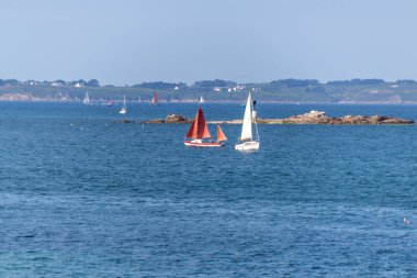 Denizde yelkenli teknesi