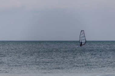 Denizde rüzgar sörfçüsü
