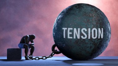 Yaşamı sınırlayan ve acı çektiren gerginlik, acı verici bir durumda hapsedilme. Bu bir insanı sefalet içinde tutan bir yüktür..