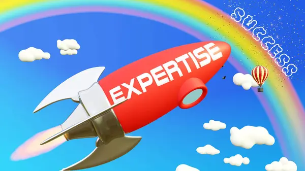 Experiencia Conduce Lograr Éxito Los Negocios Vida Cohete Dibujos Animados —  Fotos de Stock