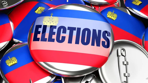 Liechtenstein Elezioni Dozzine Bottoni Con Una Bandiera Del Liechtenstein Una — Foto Stock
