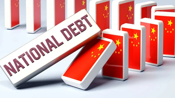 中国和国债 造成了国家问题和经济下滑 国债可能成为中国经济下滑的动力 — 图库照片
