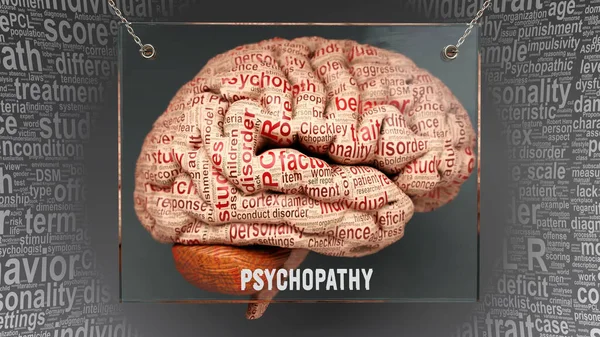 Psicopatía Cerebro Humano Docenas Términos Importantes Que Describen Las Propiedades —  Fotos de Stock