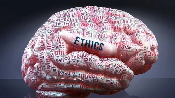 Etyka Ludzkim Mózgu Setki Kluczowych Pojęć Związanych Etyką Które Zostały — Zdjęcie stockowe