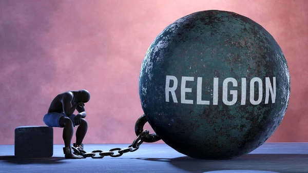 Religion Qui Limite Vie Fait Souffrir Emprisonnant Dans État Douloureux — Photo