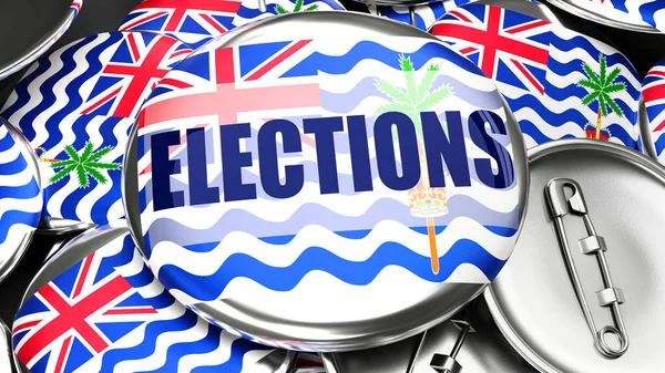 Territoire Britannique Océan Indien Élections Douzaines Boutons Pinback Avec Drapeau — Photo