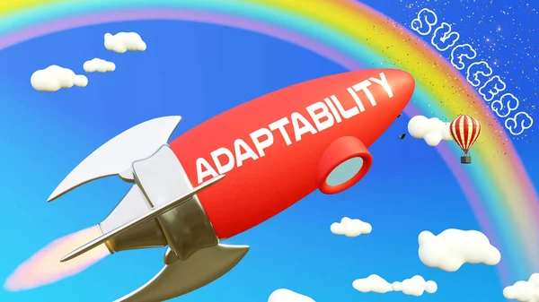 Adaptabilidad Conduce Lograr Éxito Los Negocios Vida Cohete Dibujos Animados —  Fotos de Stock