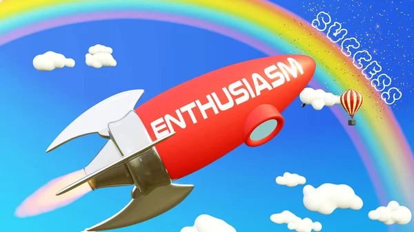 Entusiasmo Lleva Lograr Éxito Los Negocios Vida Cohete Dibujos Animados —  Fotos de Stock