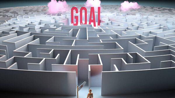 Goal and a challenging path that leads to it - confusion and frustration in seeking it, complicated journey to Goal