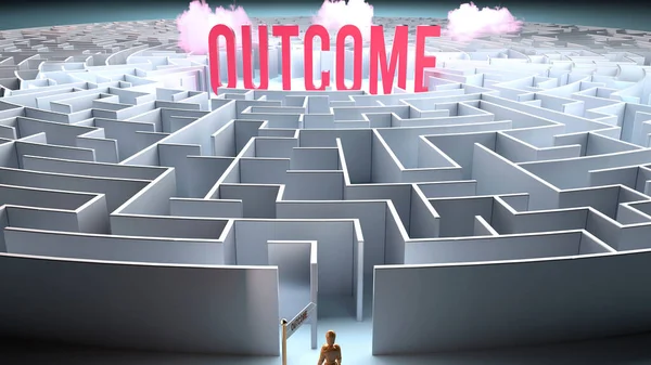 stock image Outcome and a challenging path that leads to it - confusion and frustration in seeking it, complicated journey to Outcome