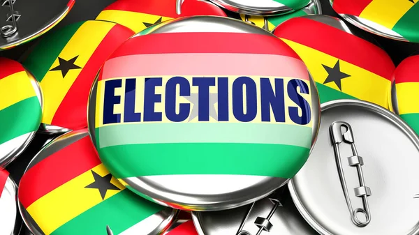 Ghana Elezioni Dozzine Pulsanti Pinback Con Una Bandiera Del Ghana — Foto Stock