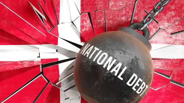 Государственный Долг Дании Большое Влияние Государственного Долга Который Разрушает Страну — стоковое фото