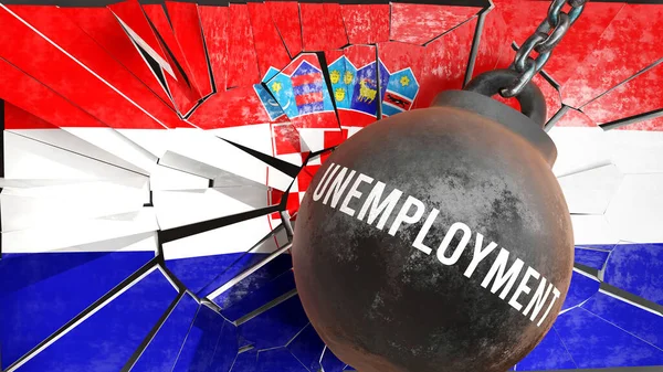 stock image Unemployment in Croatia - big impact of Unemployment that destroys the country and causes economic decline