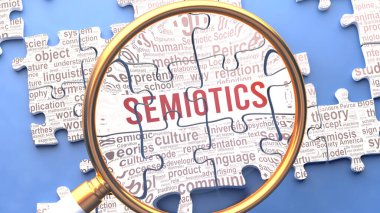 Semiyoloji, birden fazla hayati kavram ve fikirle birlikte doğrudan Semiyotikle ilgili olarak yakından inceleniyor. Bir bulmacanın birçok parçası bir bütün olarak birleşir..