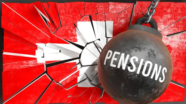 Pensões Suíça Grande Impacto Das Pensões Que Destroem País Causam — Fotografia de Stock