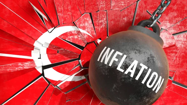 トルコのインフレ 国を破壊し 経済の衰退を引き起こすインフレの大きな影響 — ストック写真