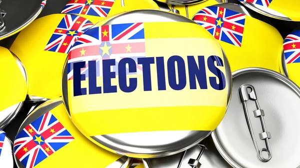 纽埃和选举 手工制作的选举回扣 用于在选举中宣传 竞选和支持纽埃 — 图库照片