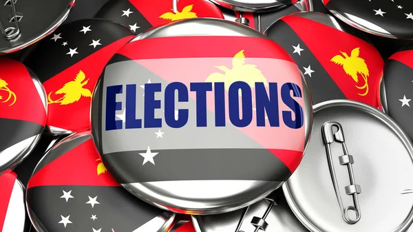 Papua Nuova Guinea Elezioni Bottoni Fatti Mano Pinback Elettorale Pubblicità — Foto Stock