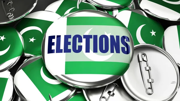 Pakistan Elections Handmade Electoral Pinback Buttons Advertising Campaigning Supporting Pakistan — Stock Photo, Image