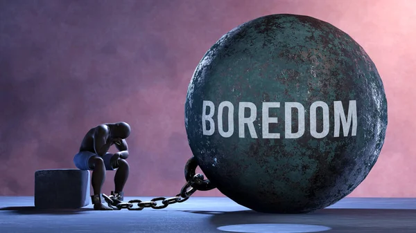 Boredom - a gigantic and unmovable weight chained to a vulnerable and suffering person in pain, misery and helplessness. Cold and tragic condition created by Boredom