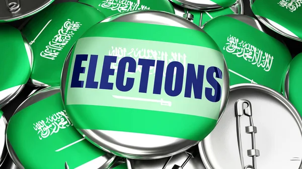 Arabia Saudita Elezioni Pulsanti Pinback Elettorali Fatti Mano Pubblicità Campagna — Foto Stock