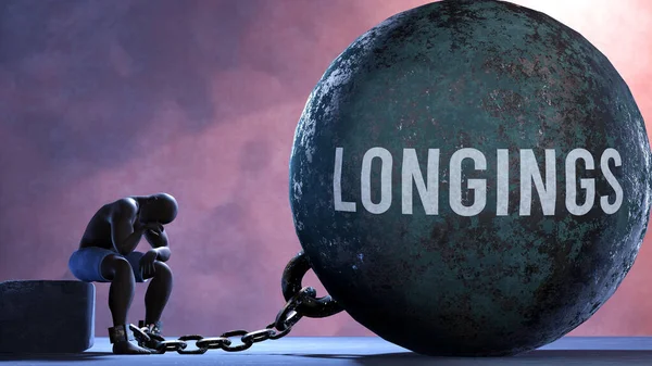 Longings - a gigantic and unmovable weight chained to a vulnerable and suffering person in pain, misery and helplessness. Cold and tragic condition created by Longings