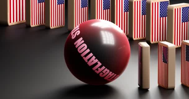 Stagflace Hospodářský Úpadek Ameriky Usa Stagflace Zapálí Dominový Efekt Vytvoří — Stock video
