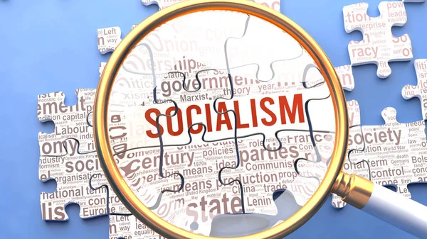 Σοσιαλισμός Εξετάζεται Προσεκτικά Μαζί Πολλαπλές Ζωτικής Σημασίας Έννοιες Και Ιδέες — Φωτογραφία Αρχείου