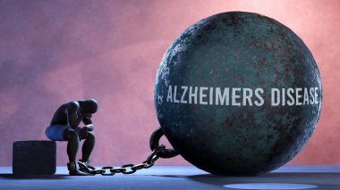 Alzheimer hastalığı - Alzheimer hastalığıyla mücadele eden insanları gösteren bir metafor. İstifa etmiş ve tükenmiş biri Alzheimer hastalığına yakalanmış. Sürekli bir mücadele yüzünden bunalımda.