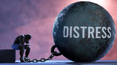 Sıkıntı, insanın sıkıntıyla mücadelesini gösteren bir metafor. İstifa etti ve yorgun düştü. Sıkıntıya zincirlendi. Bitmek bilmeyen bir mücadele yüzünden bitkin ve depresif.