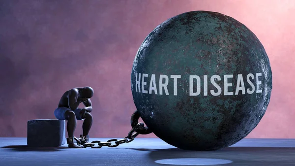 Heart Disease Metaphor Showing Human Struggle Heart Disease Resigned Exhausted — Stock Photo, Image