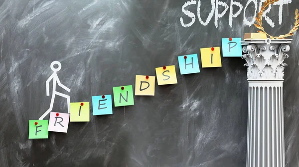 Amizade Leva Support Uma Metáfora Que Mostra Como Amizade Abre — Fotografia de Stock