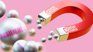 Bu da bize direnç kazandırıyor. Krizin birden fazla direnç parçasını kendine çektiği bir mıknatıs metaforu. Kriz ve esneklik arasındaki neden-sonuç ilişkisi.