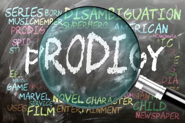 Dahi, yakından inceleniyor, inceleniyor. En önemli konular ve fikirler bir büyüteç tarafından incelenen bir tahtaya yazılmış dahiyane fikirlerle yakından ilişkilidir..