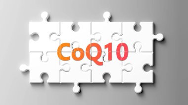 Yapboz gibi Coq10 kompleksi - coq10 'un karmaşık olduğunu göstermek için yapboz parçaları üzerinde kelime coq10 olarak resmedilmiş ve birbirine uyan işbirliği gerektiren parçalar..