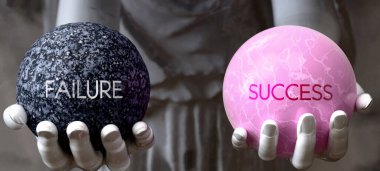 Başarısızlık ya da Başarı - iki seçenek arasında karar verin. Bir seçim sunan Yunan heykeli: başarısızlık ya da başarı, değerlerini tartmak. Artılarına ve eksilerine bakıyorum. Olasılıklar sunuluyor.